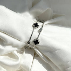 Silver Noir Clover Bangles