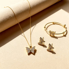 Golden Butterfly Charm Jewelry Set